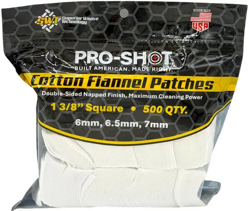 pro-shot-cleaning-patch-cotton-flannel-6mm-7mm-1-3-8-500ct